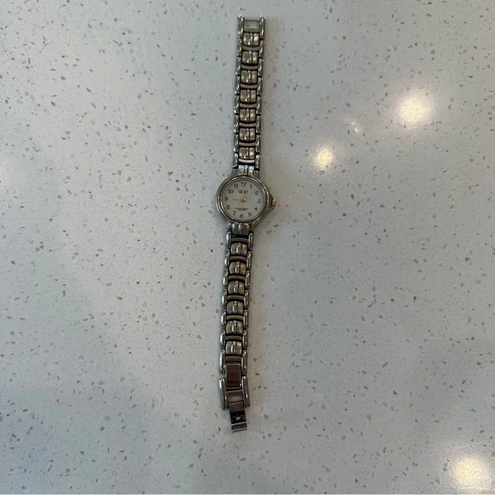 Timex Carriage Indiglo Water Resistant Silver Watch with White Face
